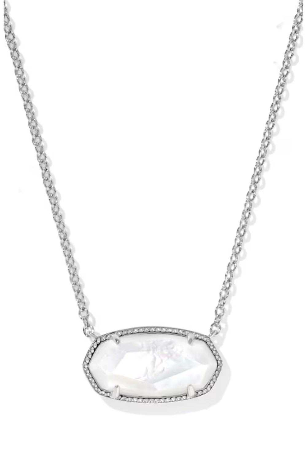 Kendra Scott Elisa Ivory Short Pendant Necklace in Rhodium