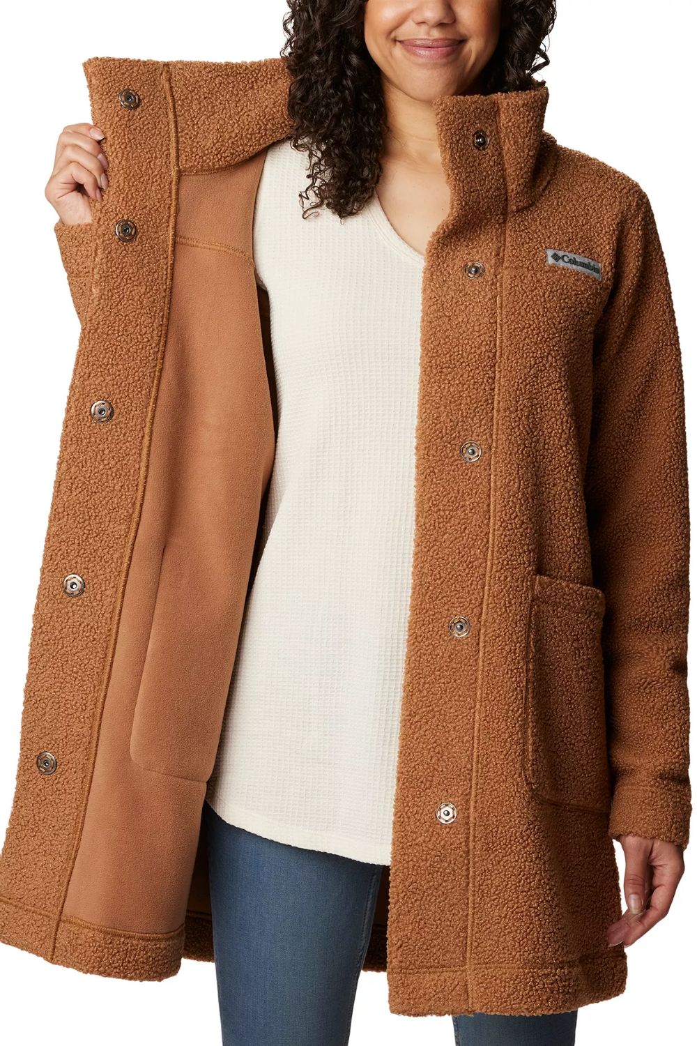 Columbia Panorama Long Fleece Jacket for Women in Camel Brown