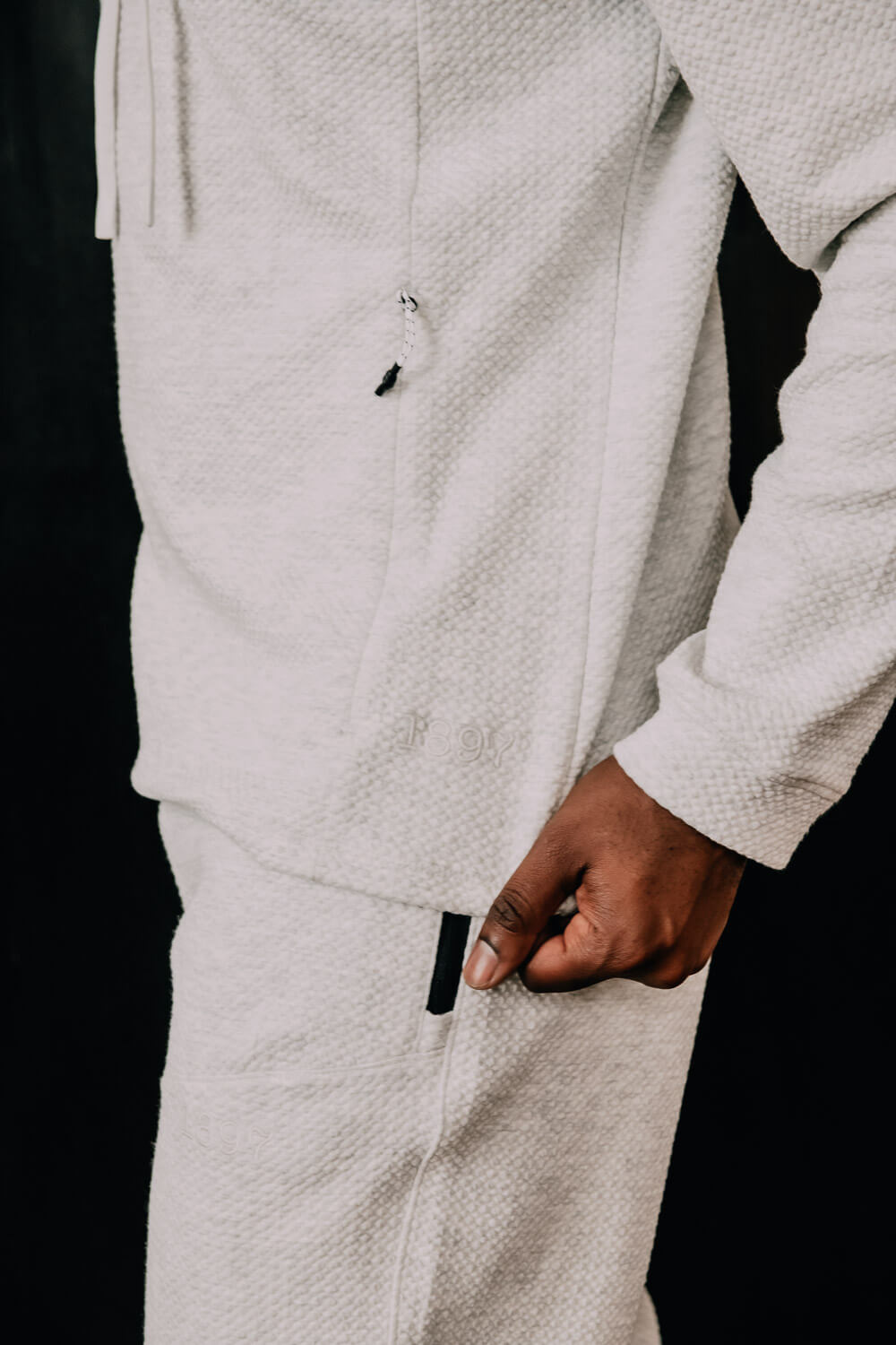 1897 Active Diamond Weave Hoodie for Men in Oatmeal | MJ895
