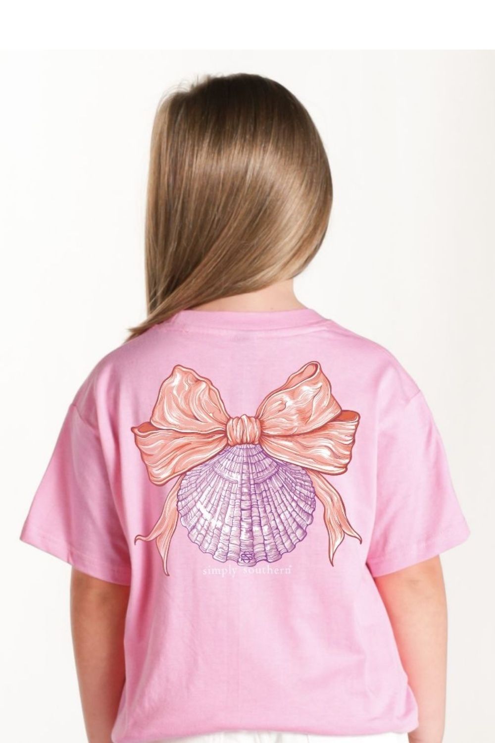 Simply Southern Youth Shell Mineral Wash T-Shirt for Girls in Petal