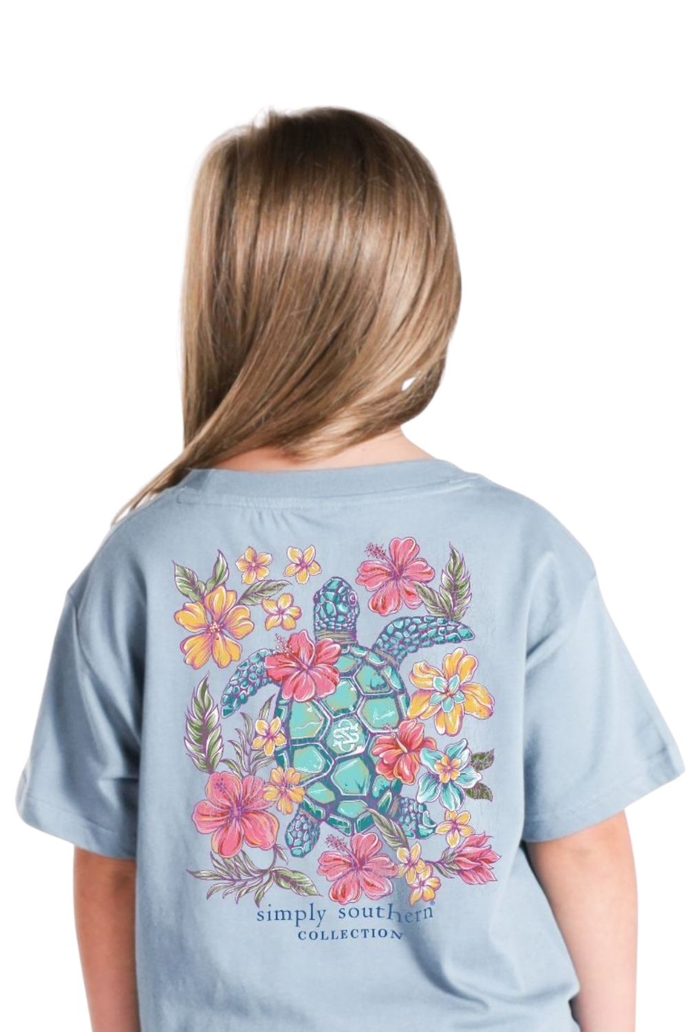 Simply Southern Youth Turtle Mineral Wash T-Shirt for Girls in Ashen