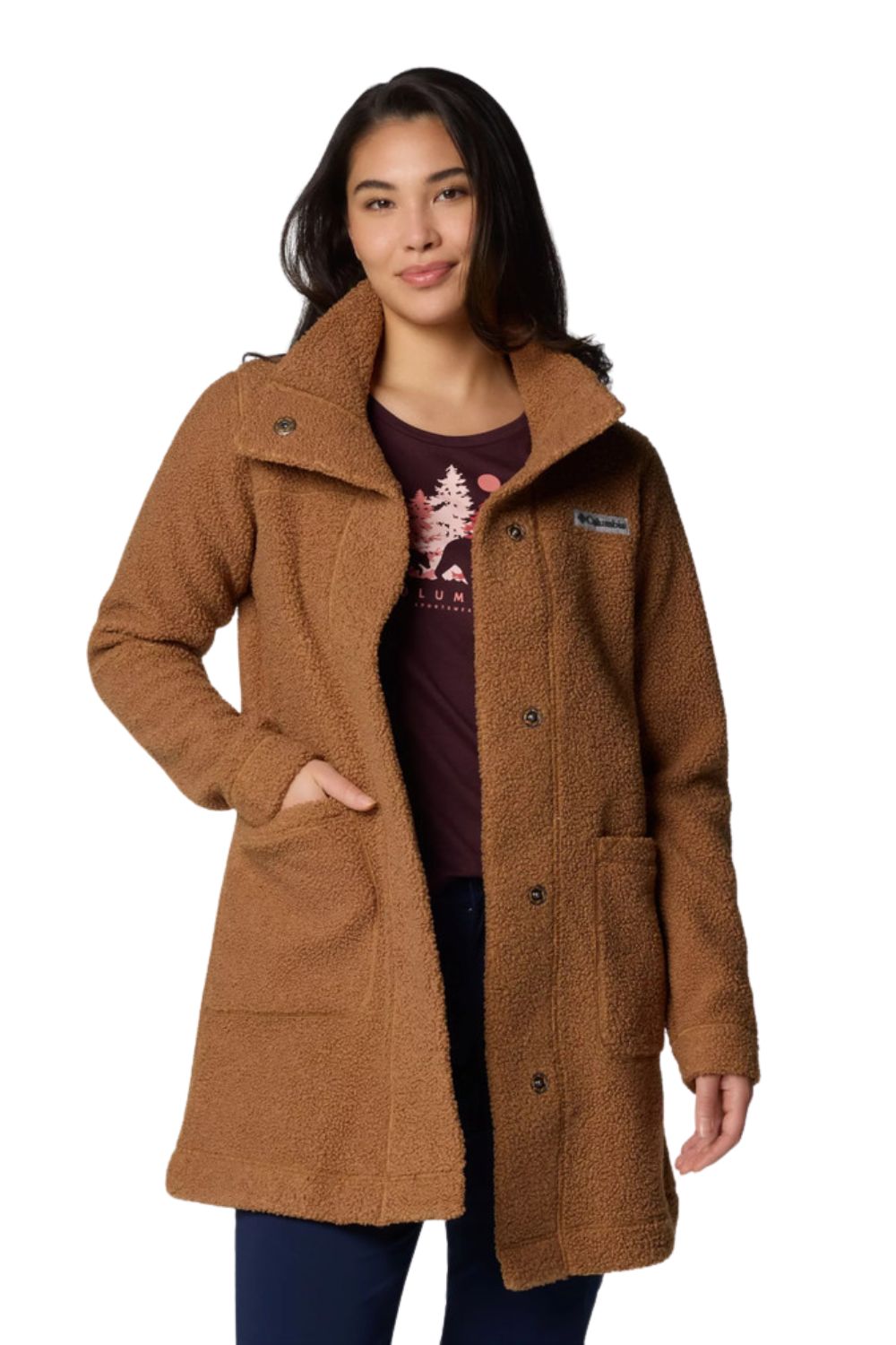 Columbia Panorama Long Fleece Jacket for Women in Camel Brown