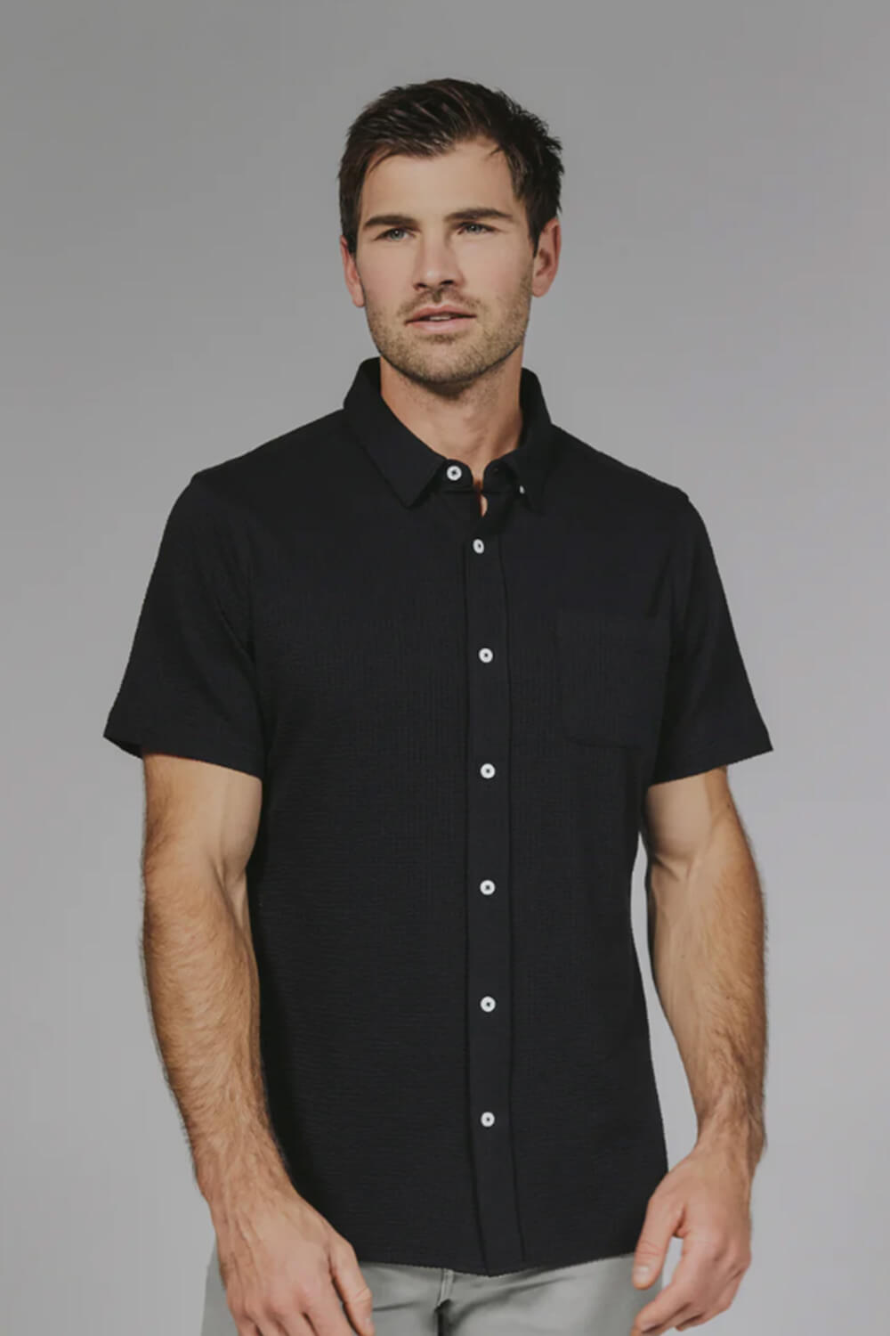 7Diamonds Bennet Short Sleeve Shirt for Men in Black