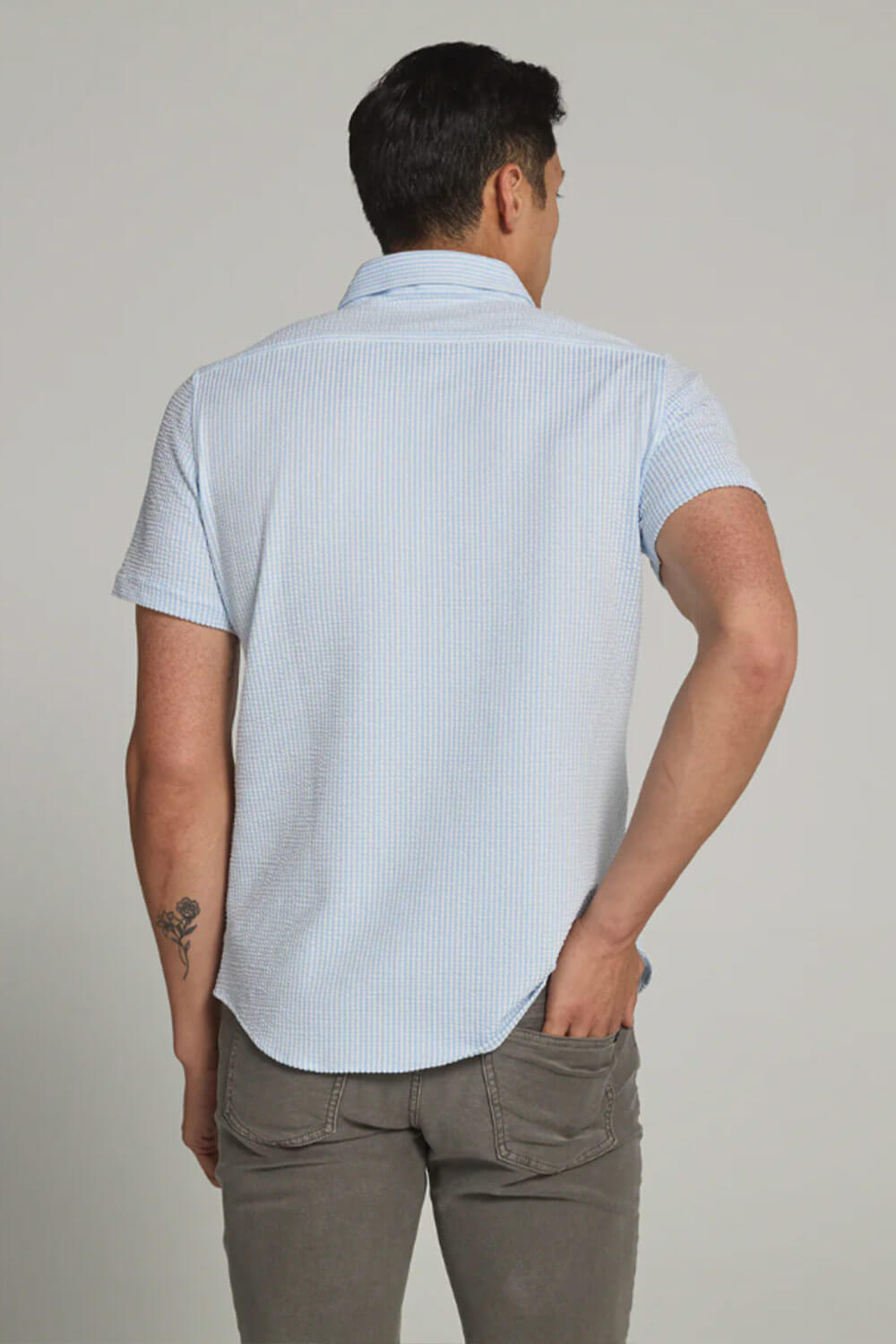7Diamonds Keaton Striped Short Sleeve Shirt for Men in Blue
