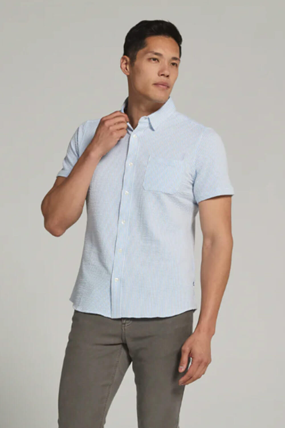 7Diamonds Keaton Striped Short Sleeve Shirt for Men in Blue