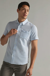 7Diamonds Keaton Striped Short Sleeve Shirt for Men in Blue