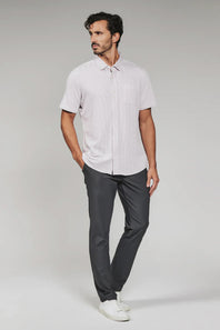 7Diamonds Keaton Striped Short Sleeve Shirt for Men in Stone Rose