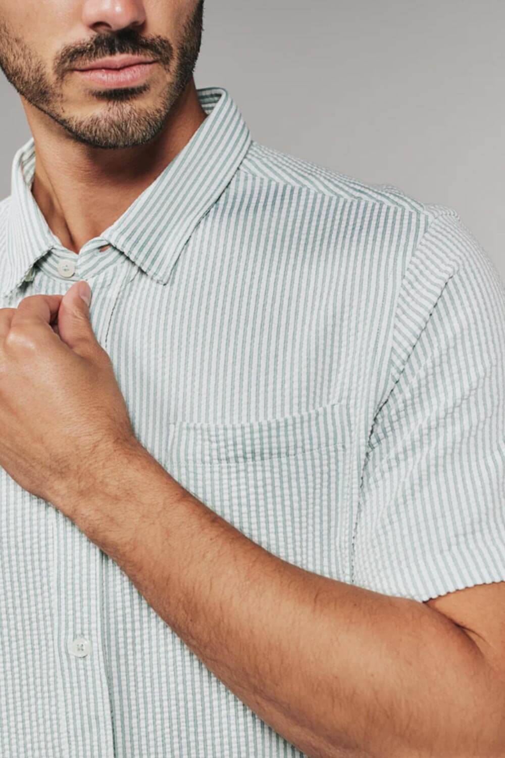 7Diamonds Keaton Striped Short Sleeve Shirt for Men in Light Green