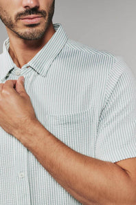 7Diamonds Keaton Striped Short Sleeve Shirt for Men in Light Green