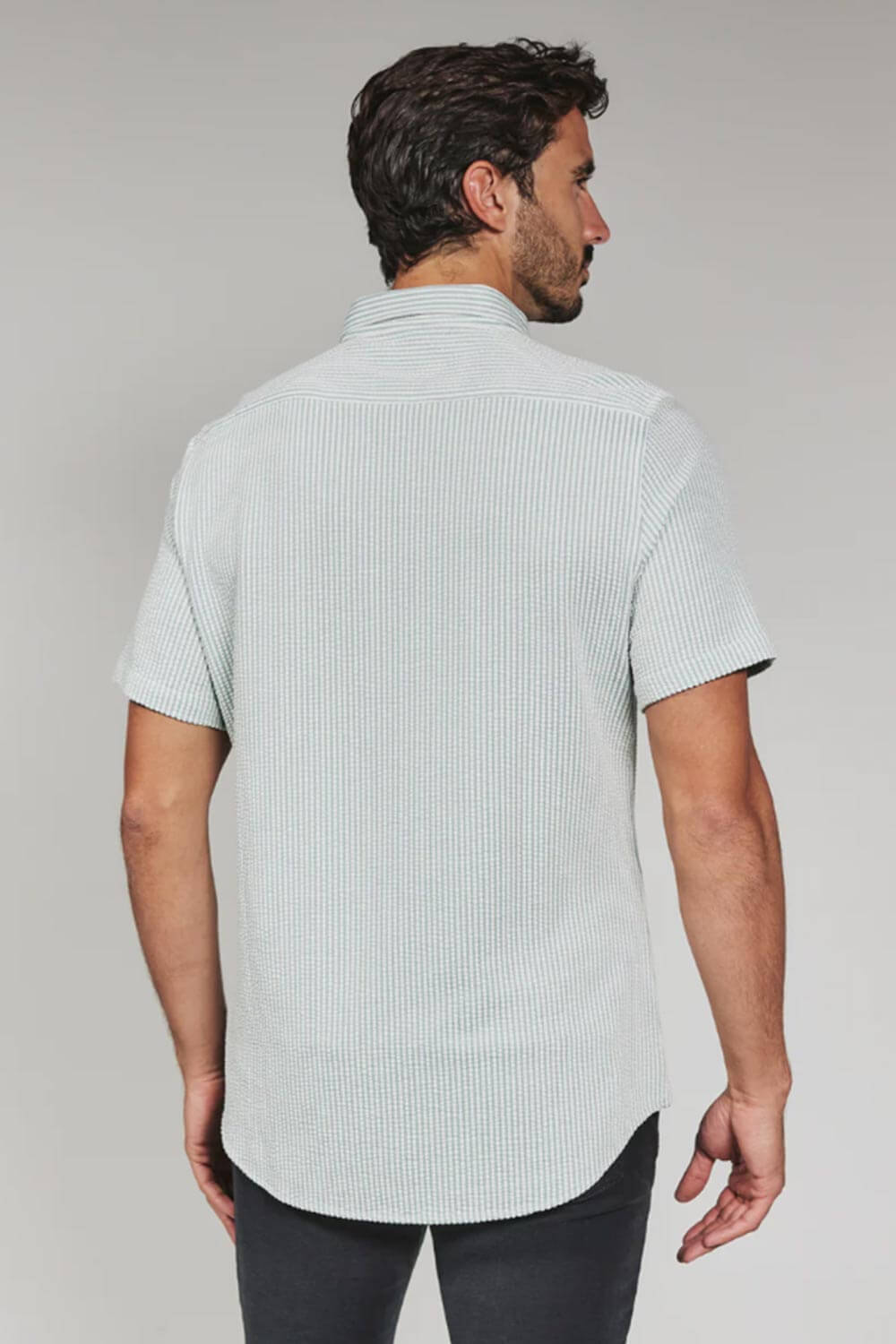 7Diamonds Keaton Striped Short Sleeve Shirt for Men in Light Green
