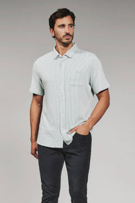 7Diamonds Keaton Striped Short Sleeve Shirt for Men in Light Green