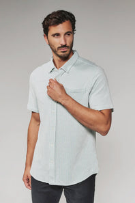 7Diamonds Keaton Striped Short Sleeve Shirt for Men in Light Green
