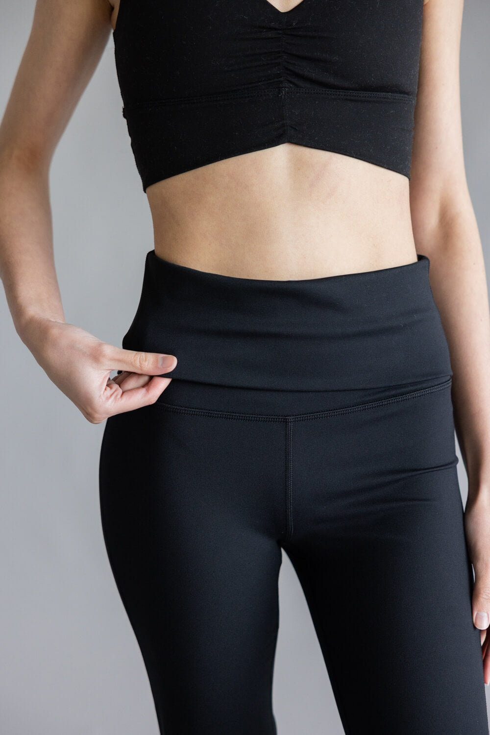 Florence Fold Over Flare Leggings for Women in Black | PY79559-W01