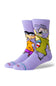 A pair of light purple crew socks featuring cartoon characters  shown on a clean white background.
