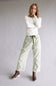Aaron & Amber Stripe Barrel Jeans for Women in White and Olive