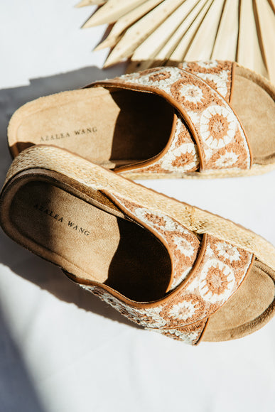 Azalea Wang Saco Crochet Platform Sandals for Women in Brown