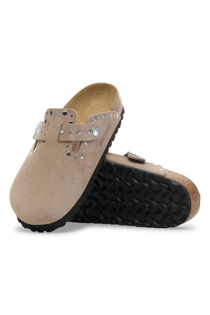 Birkenstock Boston Rivet Border Suede Leather Clogs for Women in