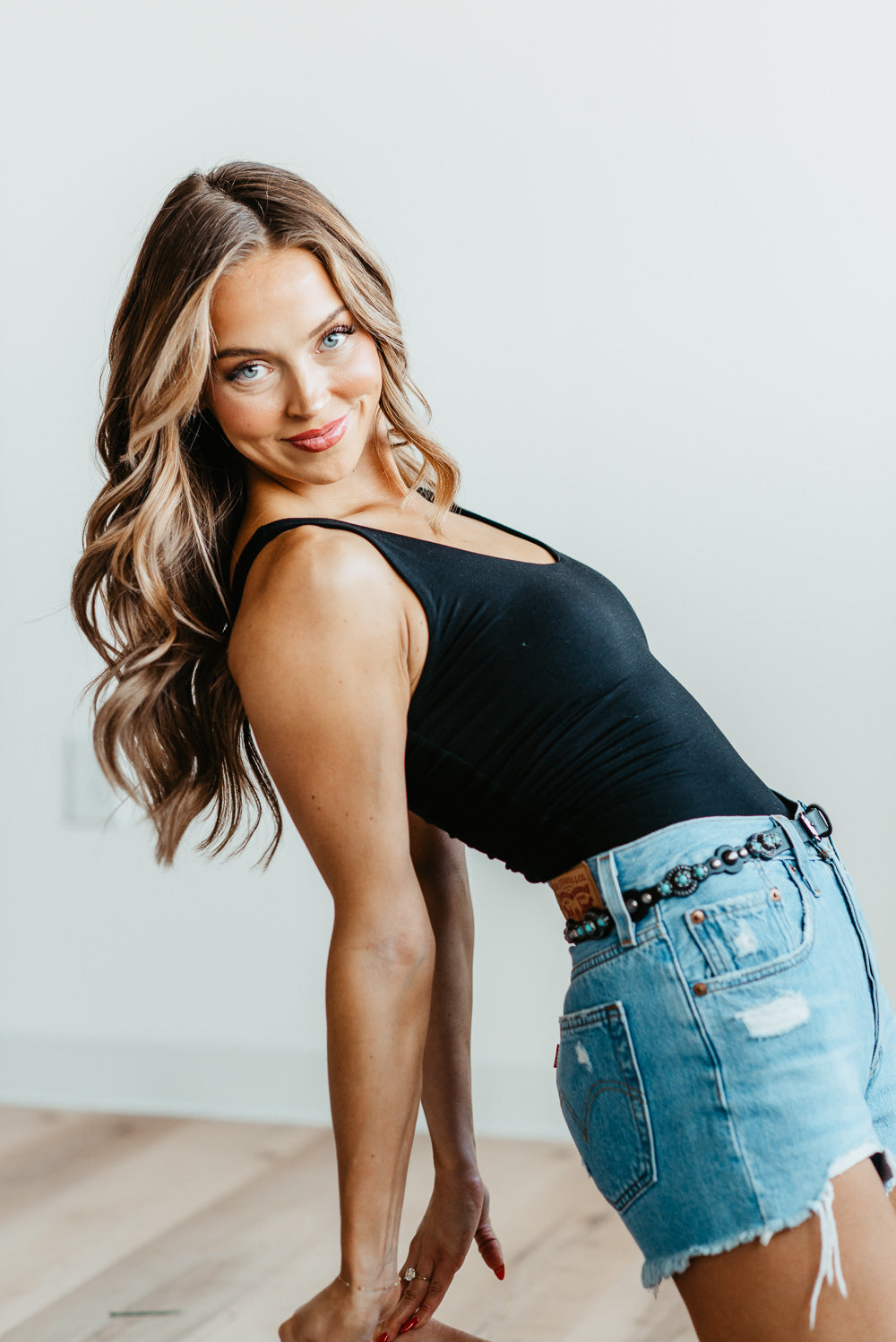 Seamless Double Layer Knit Basic Tank Top for Women in Black