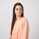 Blu Pepper Crewneck Ribbed Knit Shirt for Women in Peach 