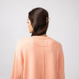 Blu Pepper Crewneck Ribbed Knit Shirt for Women in Peach 
