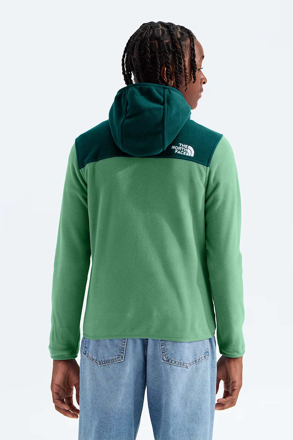 green zip hoodie on boy 