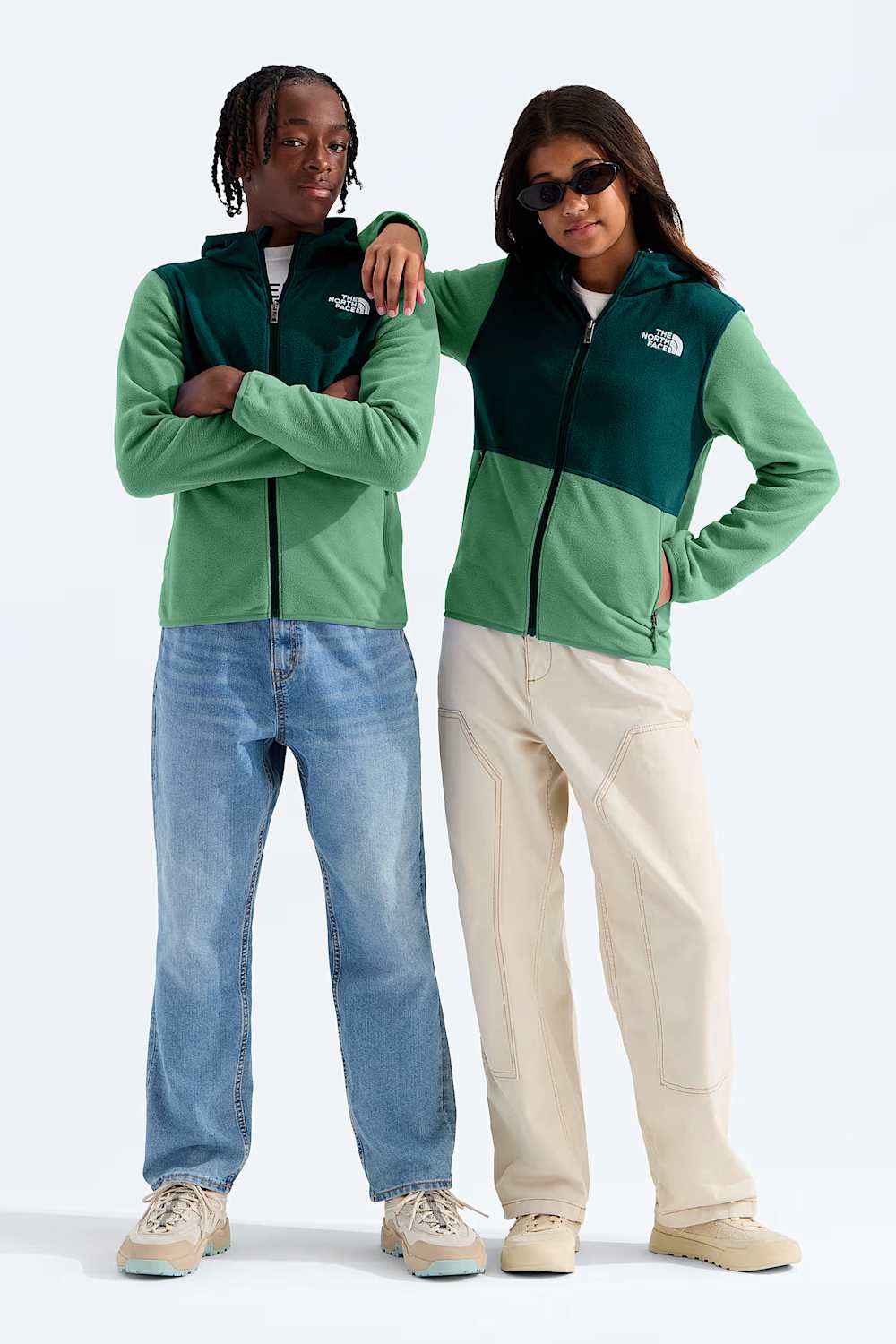 green zip hoodie on teenagers 