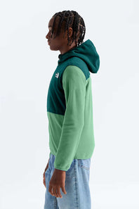 green zip hoodie on boy 