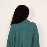 Bucketlist French Terry Fleece Button Up Sweater for Women in Hunter Green