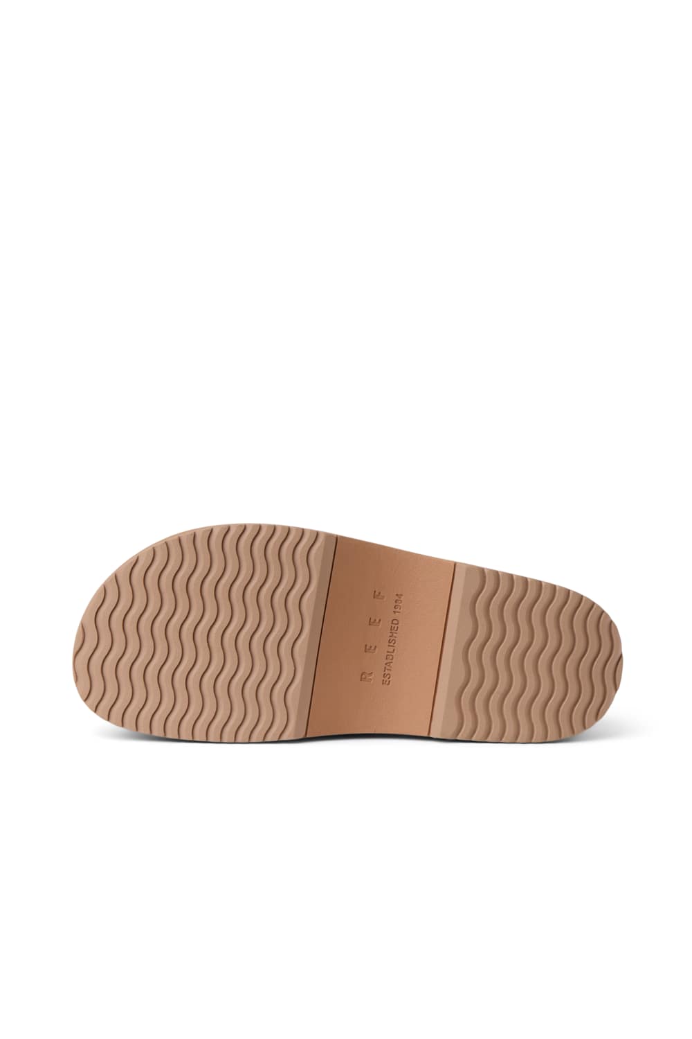 The outsole of a tan shoe, showing a wavy tread pattern and the embossed brand name 'MERCER' on a clean white background.