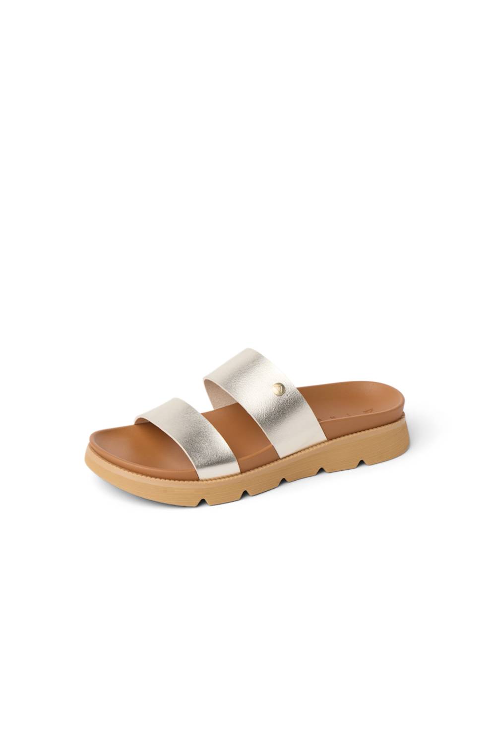gold shoe two straps 