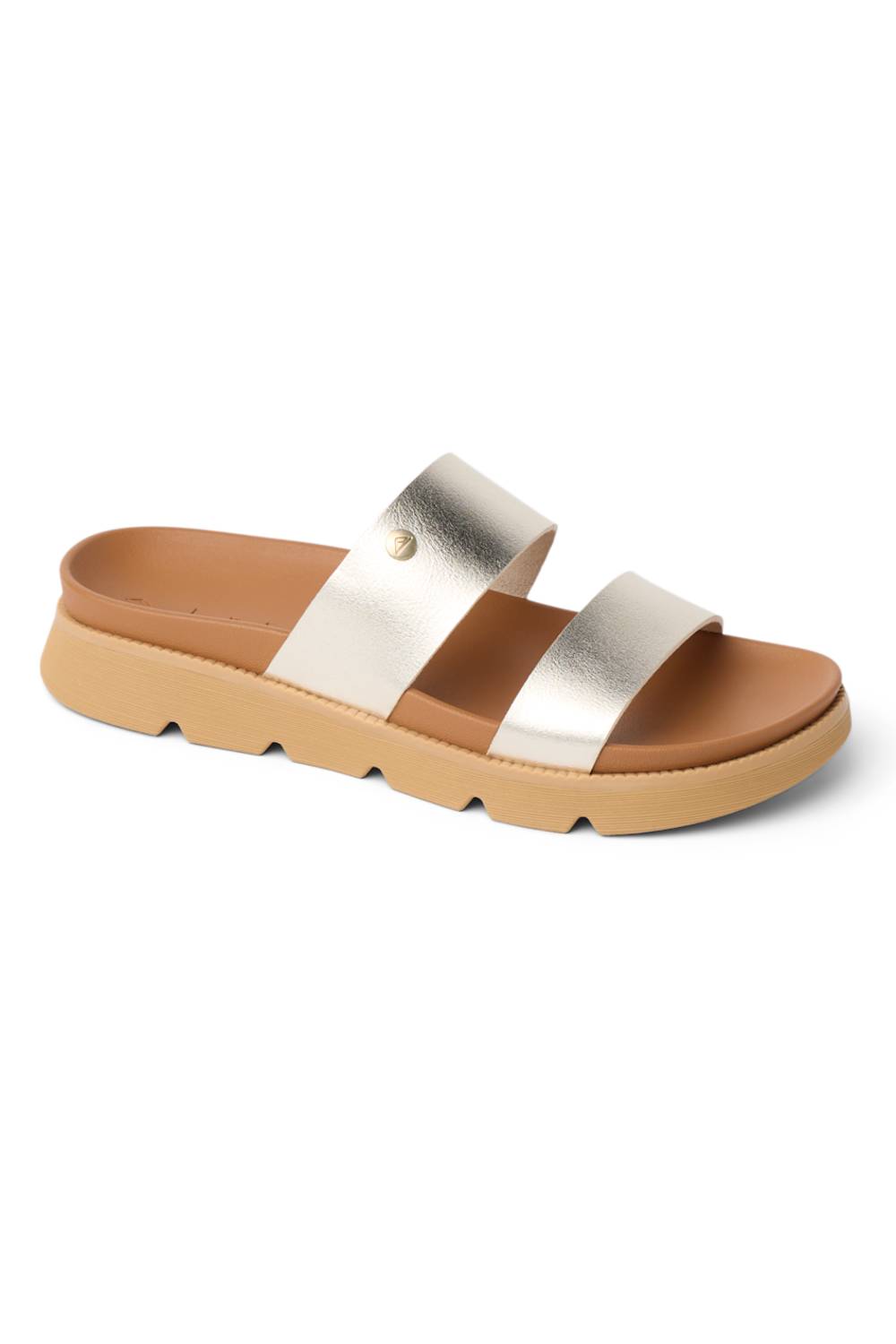 gold shoe two straps 