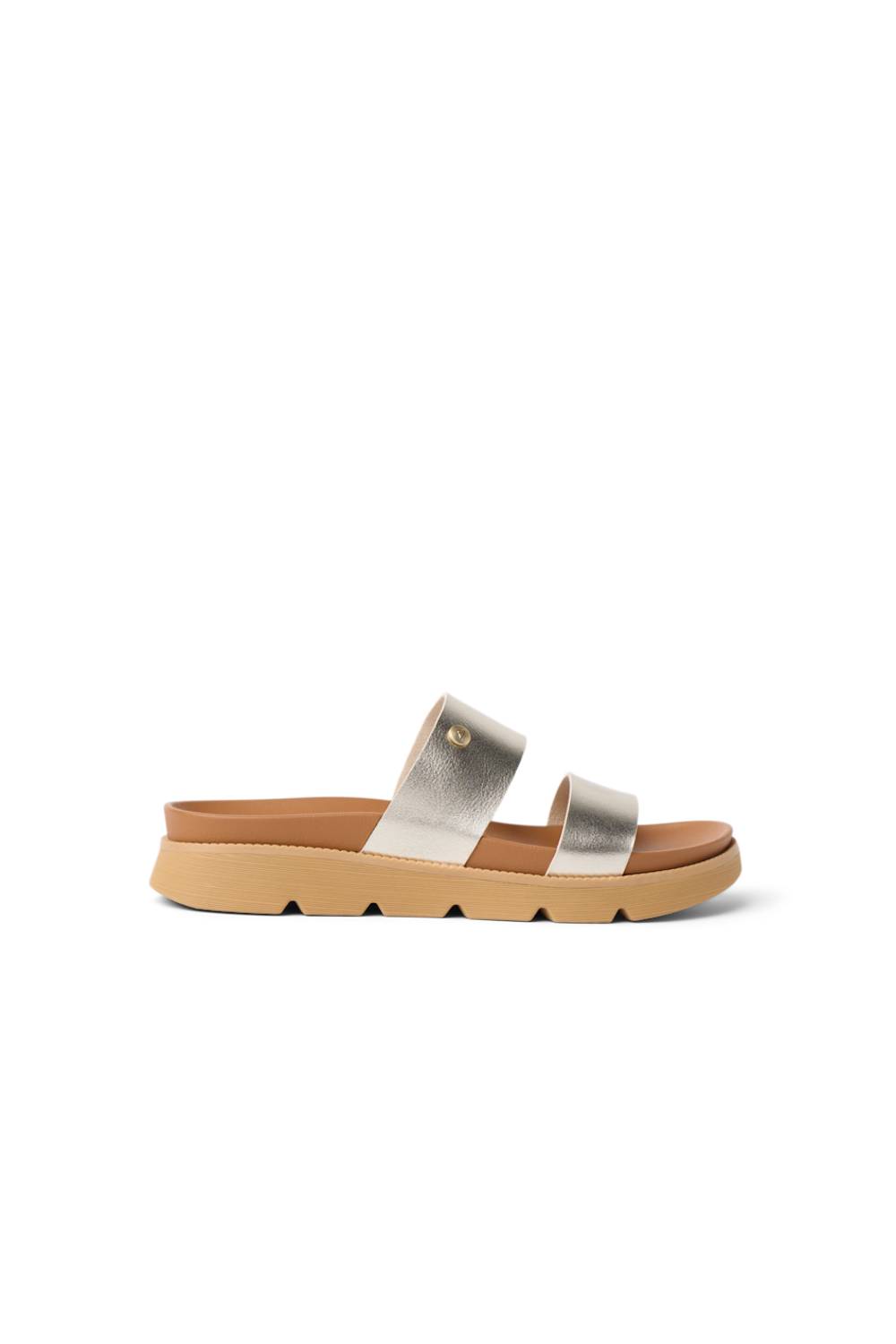 gold shoe two straps 
