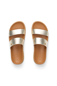 gold shoe two straps 