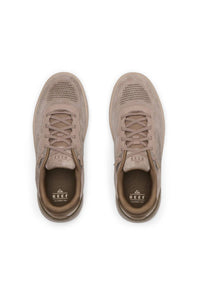 A pair of beige Reef sneakers shown from a top-down view on a clean white background.