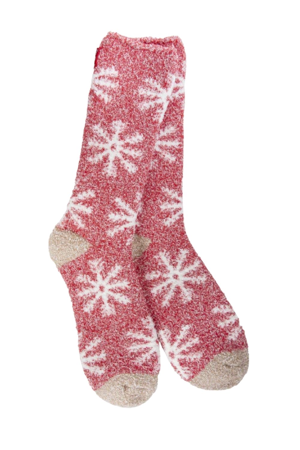 Worlds Softest Cozy Crew Snowflakes Socks for Women in Red | 75918