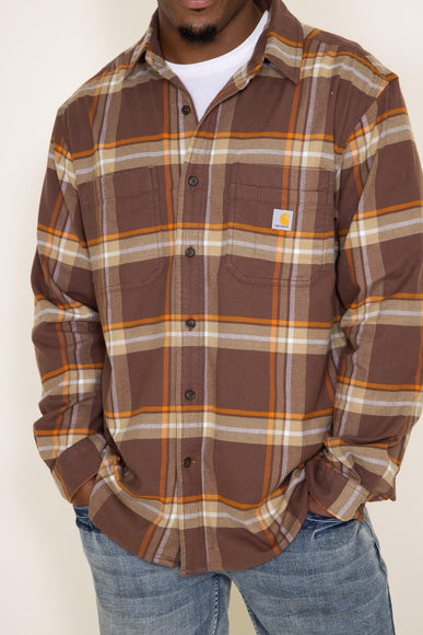 Carhartt Rugged Flex Midweight Flannel Shirt for Men in Brown