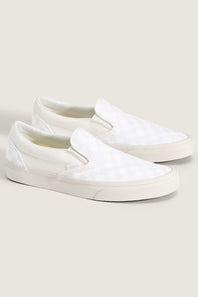 Vans Classic Slip-On Checkboard Shoes for Women in Blanc De Blanc White