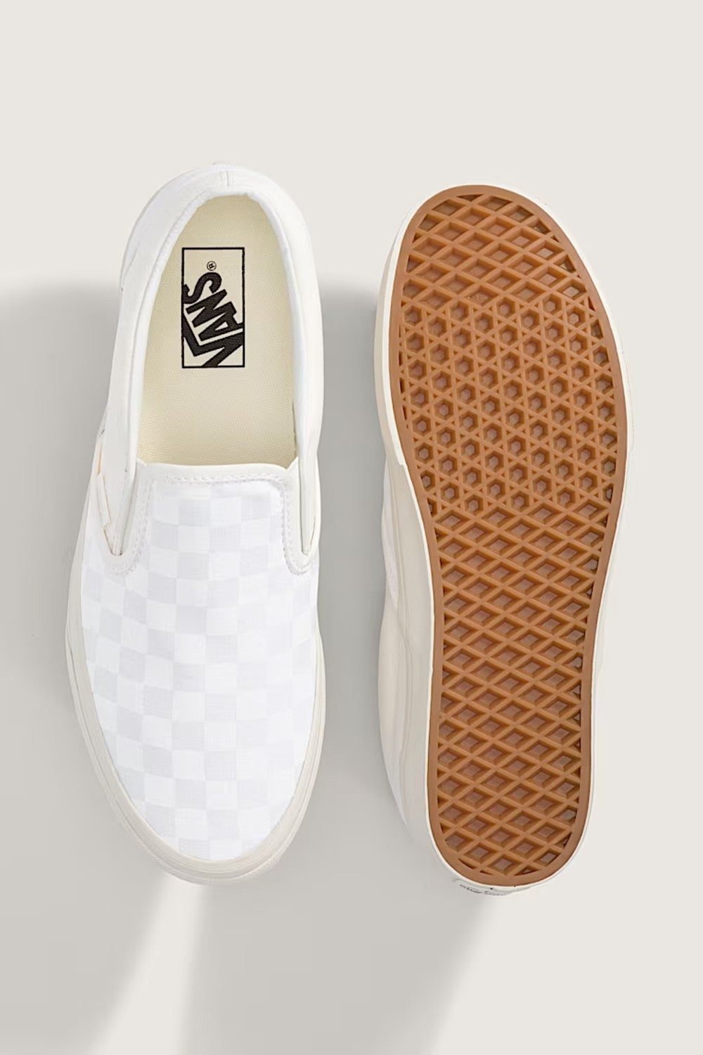 Vans Classic Slip-On Checkboard Shoes for Women in Blanc De Blanc White