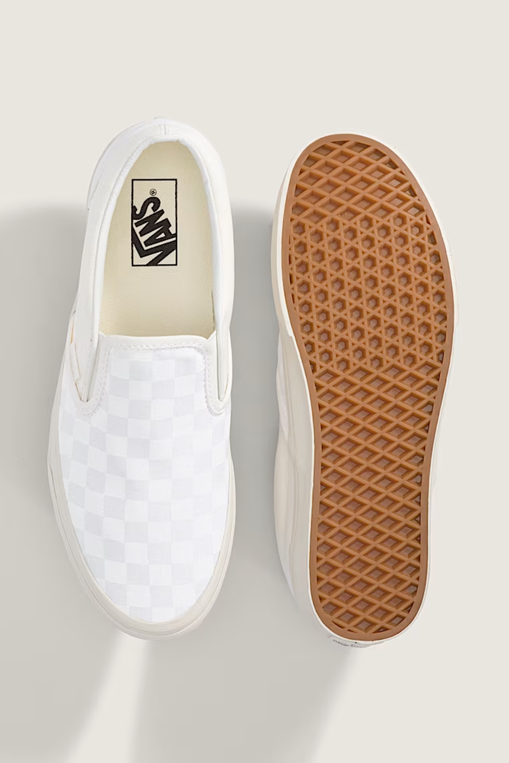 Vans Classic Slip-On Checkboard Shoes for Women in Blanc De Blanc White