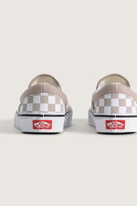 Vans Classic Slip-On Checkboard Shoes for Women in Mushroom