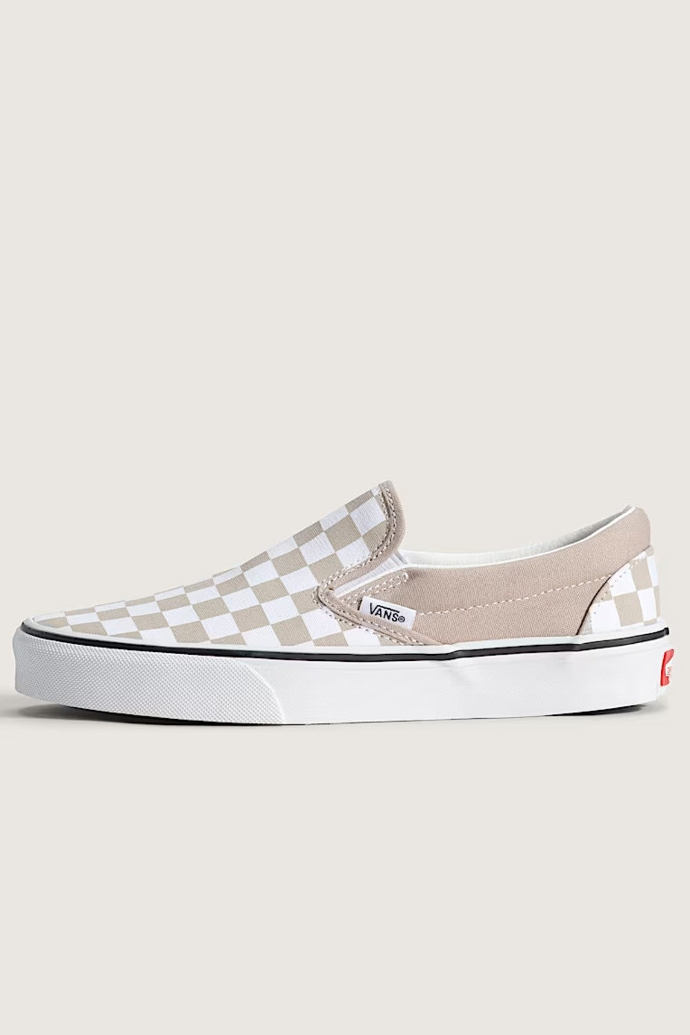 Vans Classic Slip-On Checkboard Shoes for Women in Mushroom