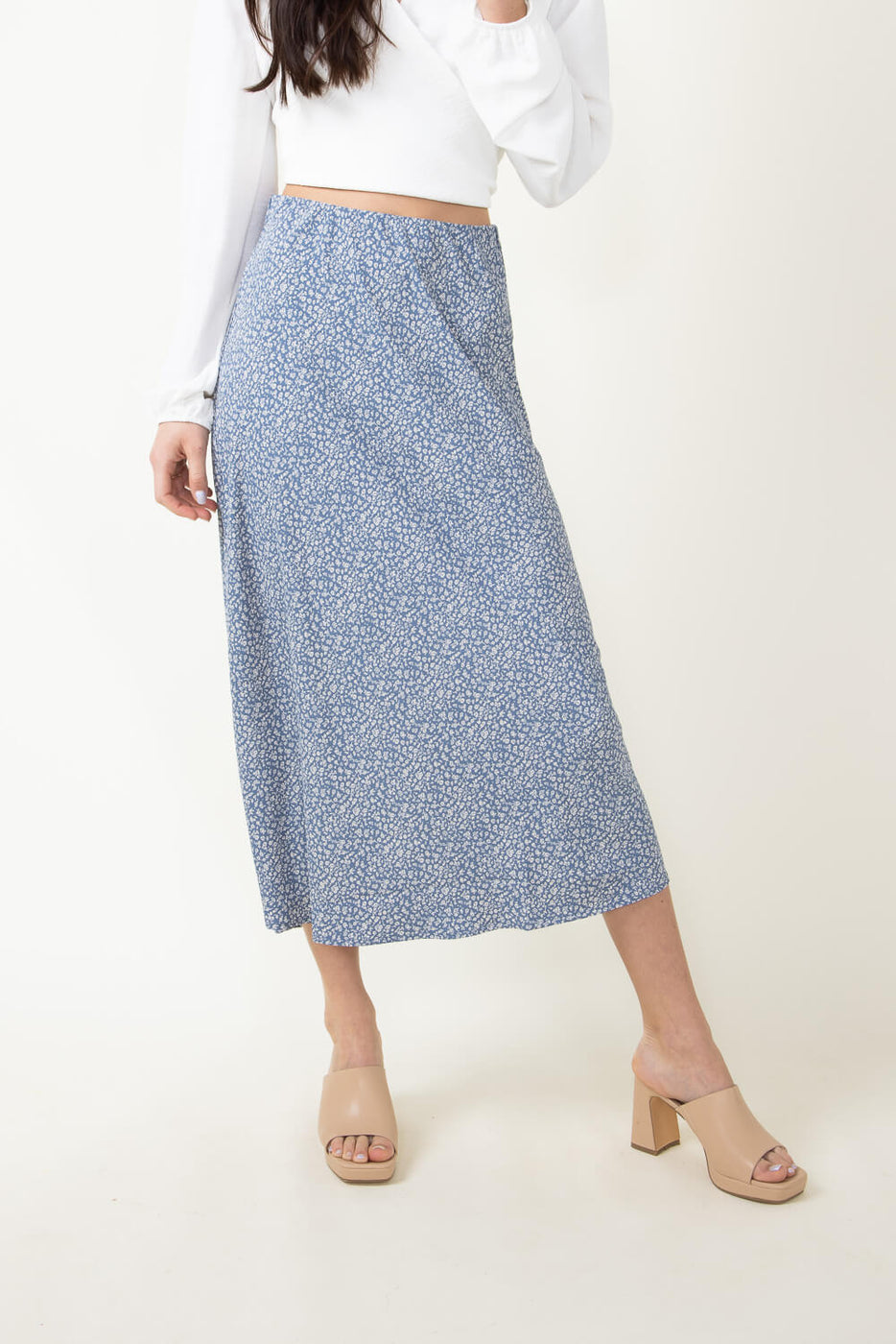お歳暮 人気 オシャレ Ditsy-Floral-Midi-Skirt-Women- トップス