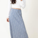 Ditsy Floral Midi Skirt for Women in Blue