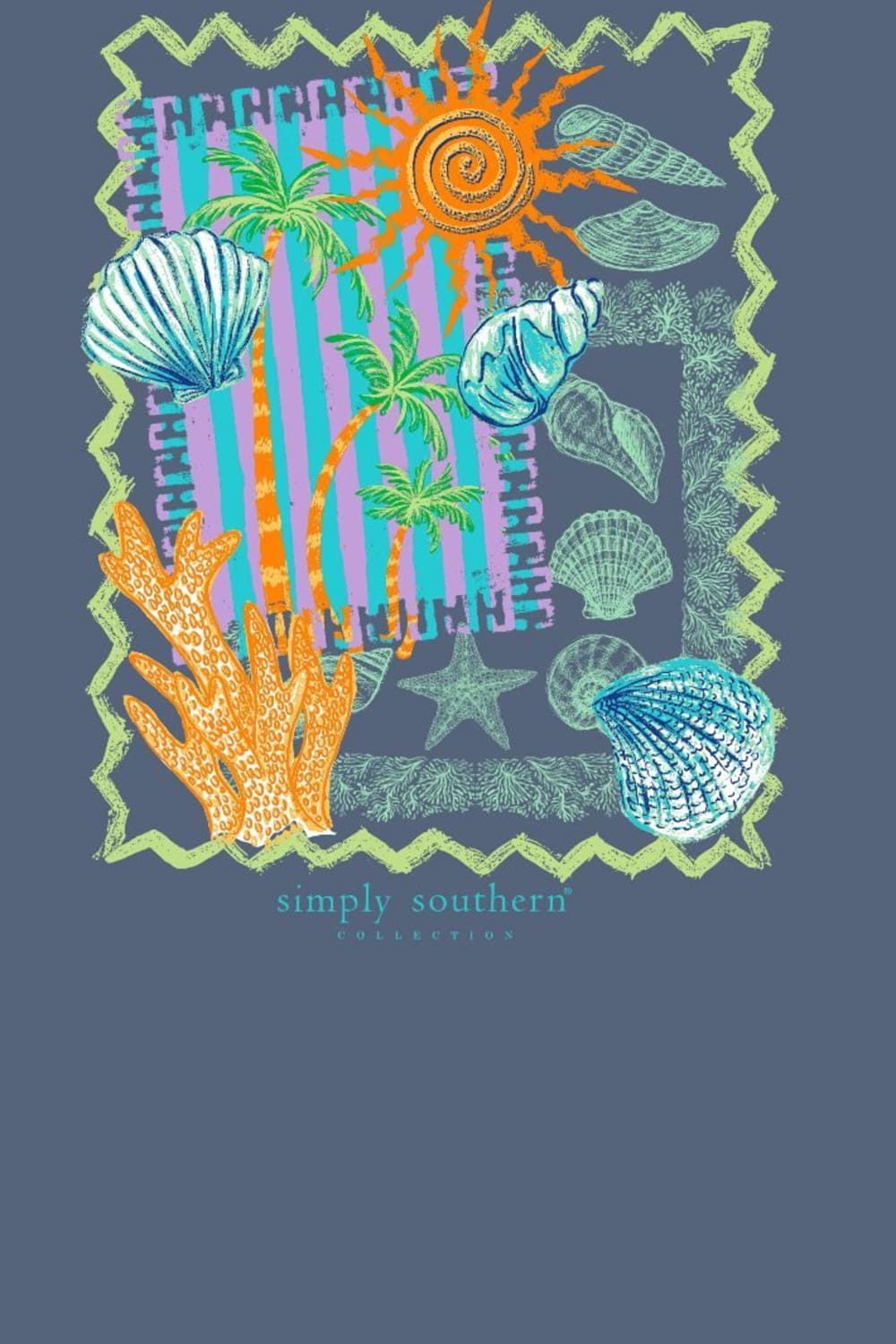 Simply Southern Plus Size Reef Mineral Wash T-Shirt for Girls in Overcast Blue