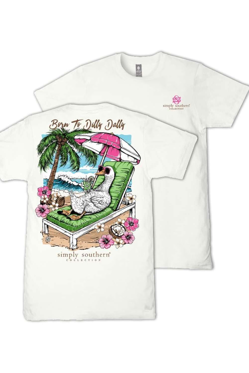 Simply Southern Born to Dilly Dally T-Shirt for Women in Oyster