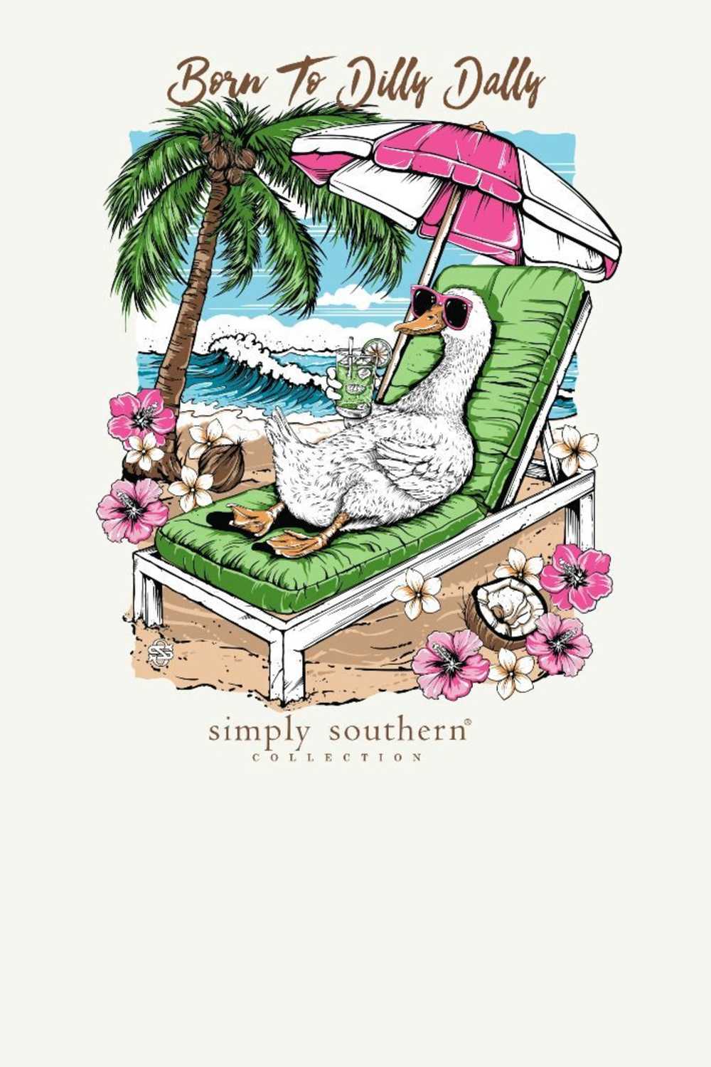 Simply Southern Born to Dilly Dally T-Shirt for Women in Oyster