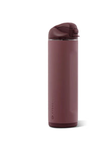 A matte dusty rose insulated water bottle with a matching flip-top lid, shown on a clean white background.