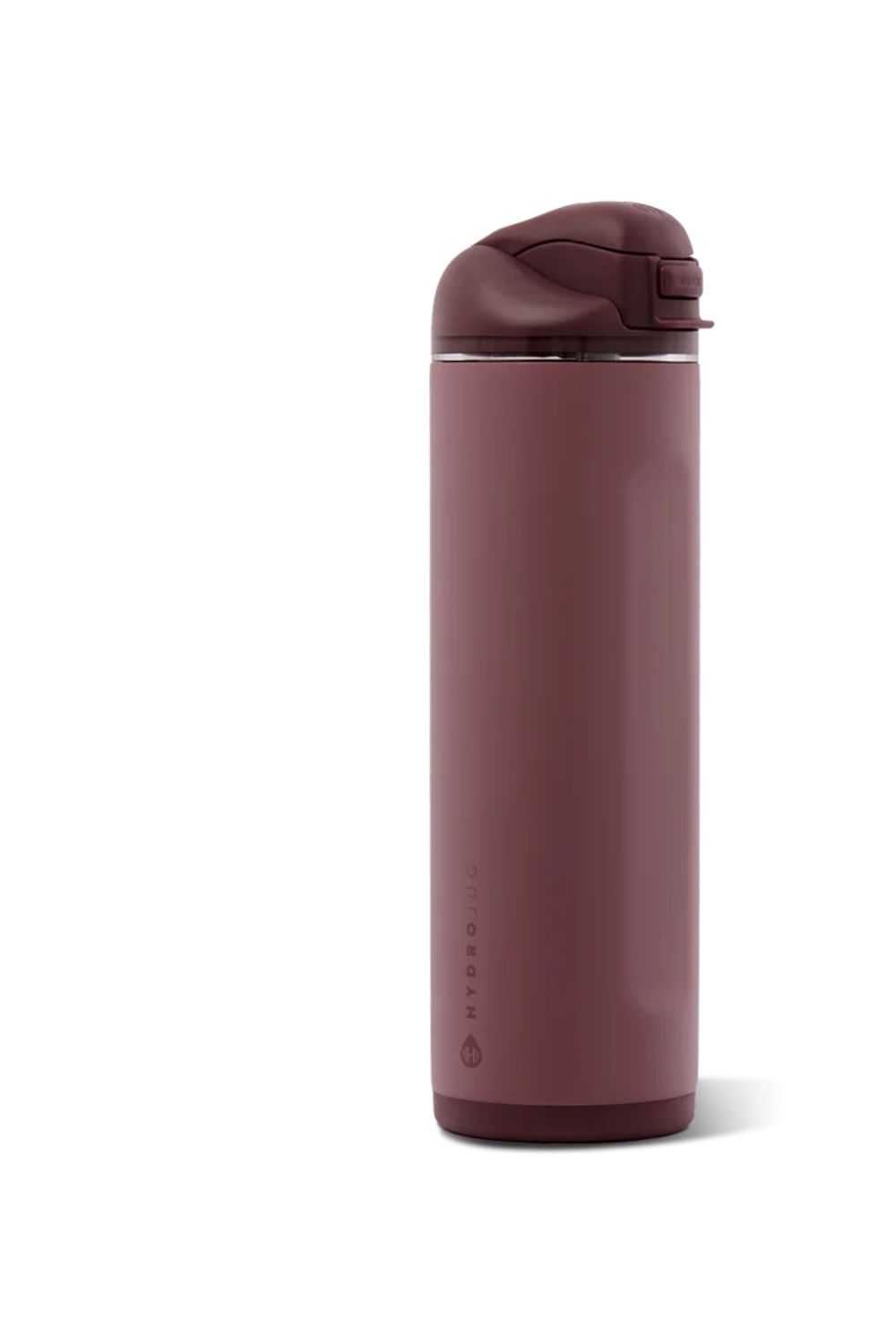 A matte dusty rose insulated water bottle with a matching flip-top lid, shown on a clean white background.