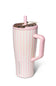 Vertical striped, covered straw hydrojug with handle 