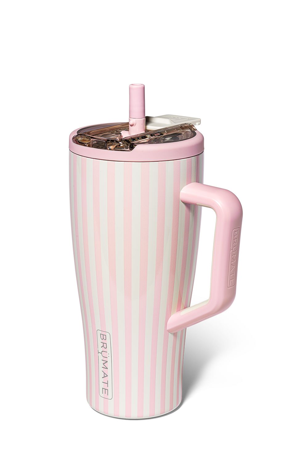 Vertical striped, covered straw hydrojug with handle 